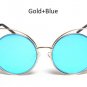 2017 New Round Lenses Big Hollow Metal Frame Cat Eye Sunglasses Women Fashion Vintage Cateye Mirror