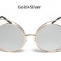 2017 New Round Lenses Big Hollow Metal Frame Cat Eye Sunglasses Women Fashion Vintage Cateye Mirror