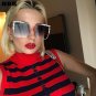 HBK 2017 Women Oversized Aviation Square Sunglasses Women Diamond New Fashion Brand Designer Black R