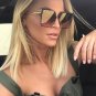 HBK 2017 Women Oversized Aviation Square Sunglasses Women Diamond New Fashion Brand Designer Black R