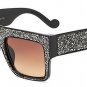 Crystal Decoration Oversized Women Square Sunglasses Reinforcing Metal Hinge Luxury Men Clear Lens E