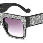 Crystal Decoration Oversized Women Square Sunglasses Reinforcing Metal Hinge Luxury Men Clear Lens E