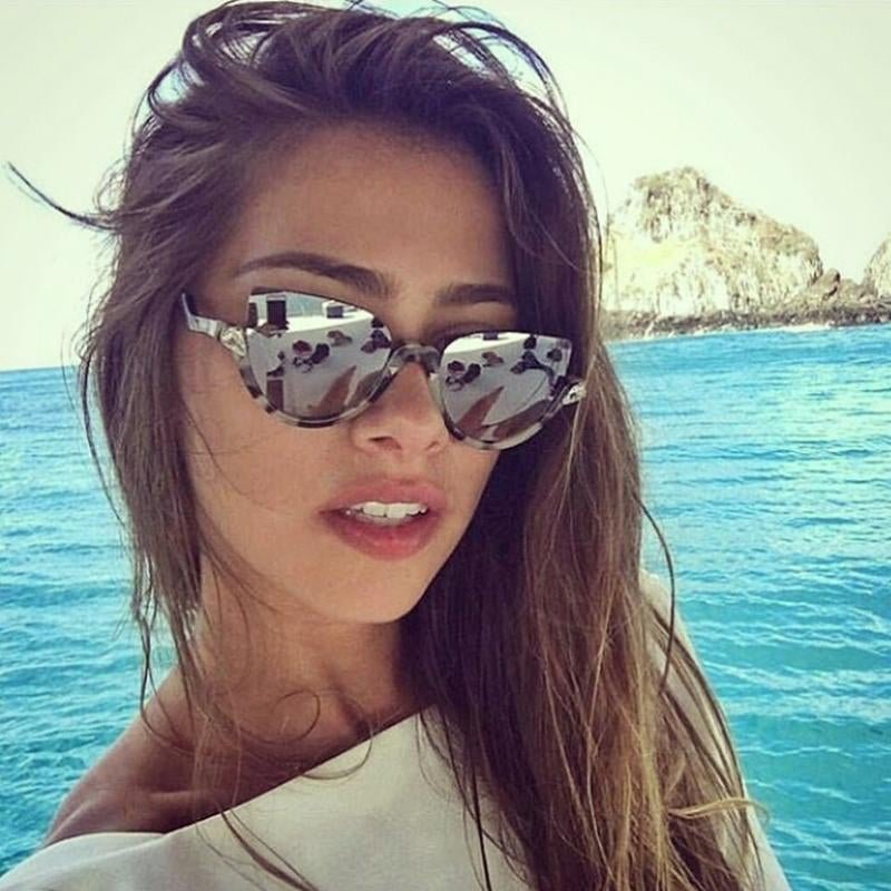 2017 Cat Eye Sunglasses Brand Designer Vintage Half Frame Protection Sun Glasses for Women Sexy Sung