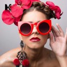 SHAUNA 9 Colors Classic Women Cateye Sunglasses Fashion Ladies Double Colors Frame Gradient/Clear Le
