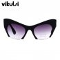 Fashion Brand Designer Cat Eye Sunglasses Women Half Rim Sun Glasses Half Frame Gradient Lens Women 