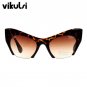 Fashion Brand Designer Cat Eye Sunglasses Women Half Rim Sun Glasses Half Frame Gradient Lens Women 