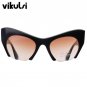 Fashion Brand Designer Cat Eye Sunglasses Women Half Rim Sun Glasses Half Frame Gradient Lens Women 