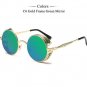 Classic Gothic Steampunk Men Sunglasses Coating Mirrored Sunglasses Round Circle Sun Glasses Retro V