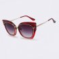 Winla High Quality Women Cat Eye Sunglasses Fashion Style Reflective Mirror Sunglasses Metal Frame G