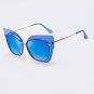 Winla High Quality Women Cat Eye Sunglasses Fashion Style Reflective Mirror Sunglasses Metal Frame G