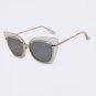 Winla High Quality Women Cat Eye Sunglasses Fashion Style Reflective Mirror Sunglasses Metal Frame G