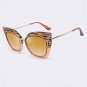 Winla High Quality Women Cat Eye Sunglasses Fashion Style Reflective Mirror Sunglasses Metal Frame G