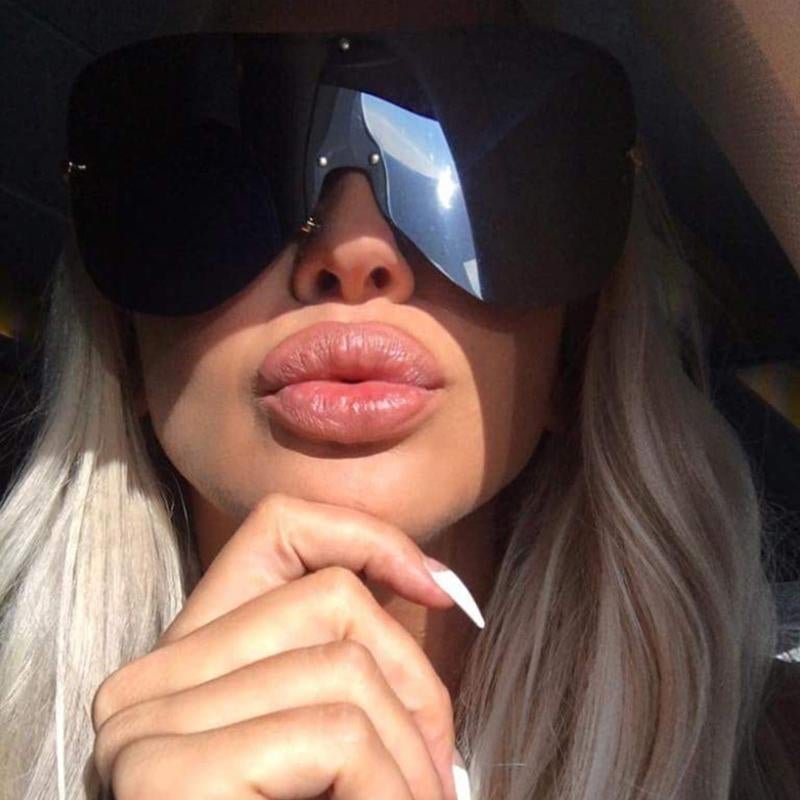 SHAUNA Polarized Oversize Women Rimless Integrated Lens Sunglasses Brand Designer Fashion Men Drivi