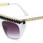 SHAUNA 8 Colors Fashion Large Frame Personalized Hand Made Woven Sunglasses Cool Women Metal Chain D