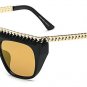 SHAUNA 8 Colors Fashion Large Frame Personalized Hand Made Woven Sunglasses Cool Women Metal Chain D