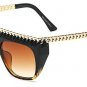 SHAUNA 8 Colors Fashion Large Frame Personalized Hand Made Woven Sunglasses Cool Women Metal Chain D