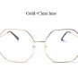2017 New Arrival Hexagon Square Clear Sunglasses Women Fashion Brand Designer Men Flat Top Metal Fra