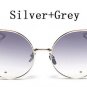 New Famous Brand Designer Cat Eye Sunglasses Women FeMale Korea Metal Frame Ladies  Mirror Oversized