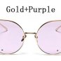 New Famous Brand Designer Cat Eye Sunglasses Women FeMale Korea Metal Frame Ladies  Mirror Oversized