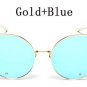 New Famous Brand Designer Cat Eye Sunglasses Women FeMale Korea Metal Frame Ladies  Mirror Oversized