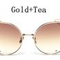 New Famous Brand Designer Cat Eye Sunglasses Women FeMale Korea Metal Frame Ladies  Mirror Oversized
