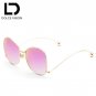 DOLCE VISION 2018 Oval Ladies Sunglasses Fashion Designer Brand Shades Female Oversized Frame Pink M