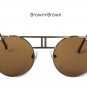 TSHING Vintage Metal Frame Steampunk Sunglasses Women Brand Designer Gothic Round Mirror Sun glasses