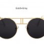TSHING Vintage Metal Frame Steampunk Sunglasses Women Brand Designer Gothic Round Mirror Sun glasses