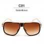 VictoryLip Oversized Men Women Square Sunglasses Brand Designer Mirror Sun Glasses Metal Frame Vinta