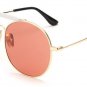 SHAUNA Oversize Double Bridges Women Round Sunglasses Vintage Men Blue Tinted Mirror Lens Glasses