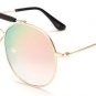 SHAUNA Oversize Double Bridges Women Round Sunglasses Vintage Men Blue Tinted Mirror Lens Glasses