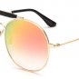 SHAUNA Oversize Double Bridges Women Round Sunglasses Vintage Men Blue Tinted Mirror Lens Glasses