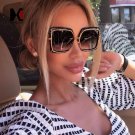 SHAUNA Oversize Half Frame Women Pink Mirror Square Sunglasses Fashion Ladies Tea Gradient Lens Shad