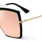 SHAUNA Oversize Half Frame Women Pink Mirror Square Sunglasses Fashion Ladies Tea Gradient Lens Shad