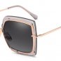 SHAUNA Oversize Half Frame Women Pink Mirror Square Sunglasses Fashion Ladies Tea Gradient Lens Shad