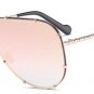 SHAUNA Oversize Women Rimless Sunglasses Brand Designer Fashion Men Gold Reflective Pilot Shades UV4
