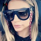 SHAUNA Oversize Flat Top Women Cat Eye Sunglasses Nail Decoration Vintage Men Gradient Lens Glasses