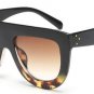 SHAUNA Oversize Flat Top Women Cat Eye Sunglasses Nail Decoration Vintage Men Gradient Lens Glasses