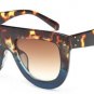 SHAUNA Oversize Flat Top Women Cat Eye Sunglasses Nail Decoration Vintage Men Gradient Lens Glasses