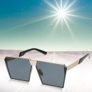 Men Women Oversized Steampunk Square Sunglasses New Fashion Large Clear Lens Metal Mirror Sun Glasse