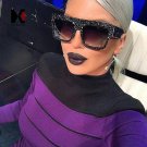 SHAUNA Crystal Decoration Oversized Women Square Sunglasses Reinforcing Metal Hinge Luxury Men Clear