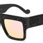 SHAUNA Crystal Decoration Oversized Women Square Sunglasses Reinforcing Metal Hinge Luxury Men Clear