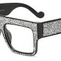 SHAUNA Crystal Decoration Oversized Women Square Sunglasses Reinforcing Metal Hinge Luxury Men Clear