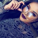 VictoryLip Oversize Transparent Sun Glasses Luxury Rimless Brand Designer Flat Top Vintage Lady Mirr