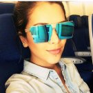 2017 New Big Frame Flat Top Women Sunglasses Fashion Brand Designer Oversized Clear Sun Glasses Men 