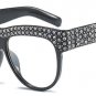 SHAUNA Luxury Crystal Decoration Oversize Women Cat Eye Sunglasses Fashion Ladies Pink Gradient Lens