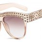 SHAUNA Luxury Crystal Decoration Oversize Women Cat Eye Sunglasses Fashion Ladies Pink Gradient Lens