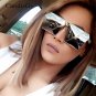 New Square Cool sunglasses men women Flat Top Mirror Sun Glasses Lady Eyewear Full Metal Large Overs