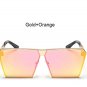 New Square Cool sunglasses men women Flat Top Mirror Sun Glasses Lady Eyewear Full Metal Large Overs