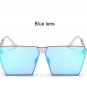 New Square Cool sunglasses men women Flat Top Mirror Sun Glasses Lady Eyewear Full Metal Large Overs